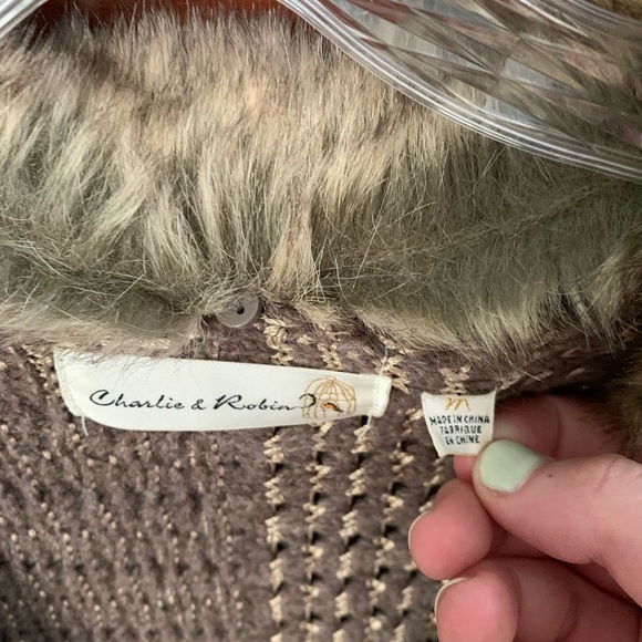 Anthropologie Charlie and Robin Fur Collar Cardigan - Picture 7 of 7